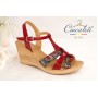 Sandale dama rosii din piele naturala lacuita cu detalii florale si talpa tip pana S68XLR